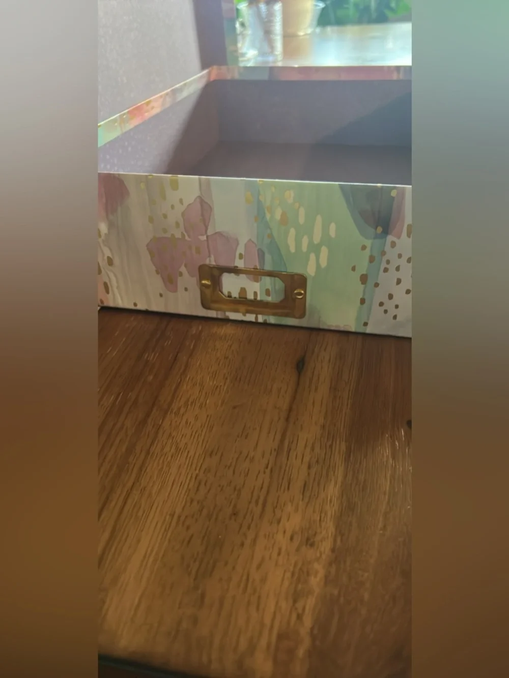 Pastel Watercolor Gold Accent Decorative Box - Home Party Supplies